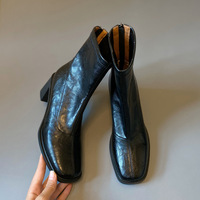 High-heeled elastic soft sole retro thick-heeled boots 2 colors - Thumbnail 4