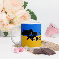 Slava Ukraini white glossy mug - Thumbnail 1