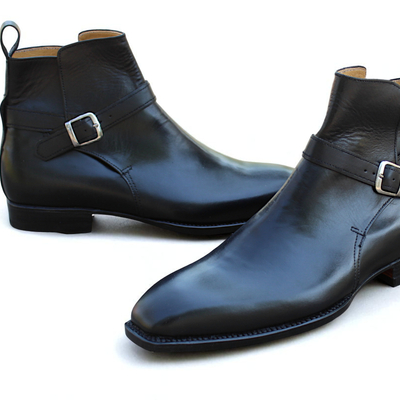 Crafted leather bespoke dress shoes black calf leather jodhpur boot - Thumbnail 1