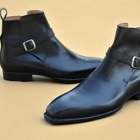Crafted Leather Bespoke Dress Shoes Black Calf Leather Jodhpur Boot - Thumbnail 1