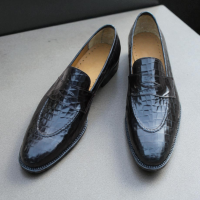 Crafted leather handmade mens genuine crocodile/alligator dress shoes  - Thumbnail 2