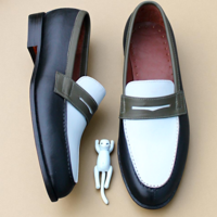 Crafted Leather Men Tri Tone Leather Moccasin Loafers Dress Shoes - Thumbnail 1