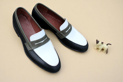 Crafted Leather Men Tri Tone Leather Moccasin Loafers Dress Shoes