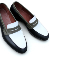 Crafted Leather Men Tri Tone Leather Moccasin Loafers Dress Shoes - Thumbnail 2