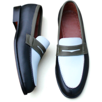 Crafted Leather Men Tri Tone Leather Moccasin Loafers Dress Shoes - Thumbnail 3