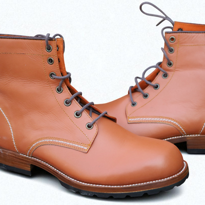 Crafted leather brown leather ankle high lace up boot - Thumbnail 3