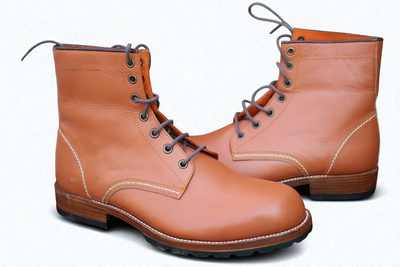 Crafted Leather Brown Leather Ankle High Lace up Boot