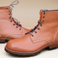 Crafted Leather Brown Leather Ankle High Lace up Boot - Thumbnail 2