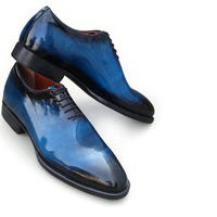 Crafted Leather Blue Leather Oxford Dress Shoes - Thumbnail 2