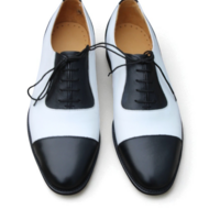 Crafted Leather Black White Leather Oxford Dress Shoes - Thumbnail 1