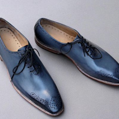 Crafted leather classic gray oxford dress shoes - Thumbnail 3