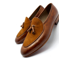 Crafted Leather Brown Suede Leather Tassel Loafers Dress Shoes - Thumbnail 2