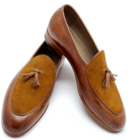 Crafted Leather Brown Suede Leather Tassel Loafers Dress Shoes - Thumbnail 5