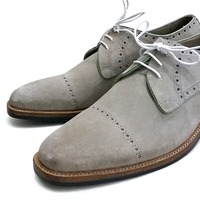 Crafted Leather Gray Suede Leather Oxford Lace up Dress Shoes For Men - Thumbnail 1