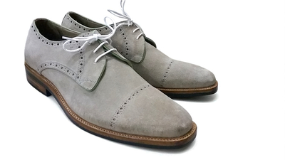 Crafted Leather Gray Suede Leather Oxford Lace up Dress Shoes For Men