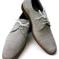 Crafted Leather Gray Suede Leather Oxford Lace up Dress Shoes For Men - Thumbnail 2