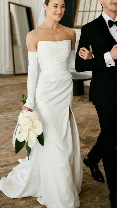 Elegant Wedding Dress, Mermaid Satin Bridal Dress Bridal Gown