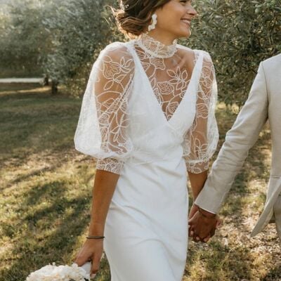 Elegant wedding dress, mermaid lace beach boho bridal dress bridal gown