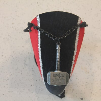 Thor's hammer (silver/blk/red)