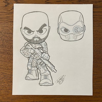 Original concept sketch - dead shot mystery mini