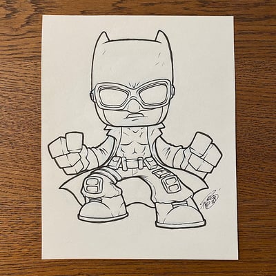 Original concept sketch - goggles & trenchcoat batman mystery mini