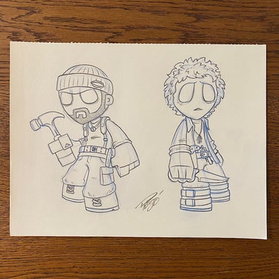Original concept sketch - walking dead tyreese & carol mystery mini