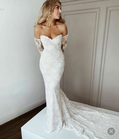 Elegant Wedding Dress, Mermaid Lace Appliques Bridal Dress Bridal Gown