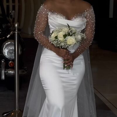 Elegant mermaid wedding dress, beading crystals african girls bridal dress bridal gown