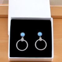 BOXED GIFT/Sterling Silver Blue Opal Hoop Earrings/Opal Earrings/Blue Opal Jewellery/Blue Opal Jewelry/Gemstone Earrings/UK - Thumbnail 7