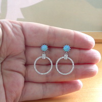 BOXED GIFT/Sterling Silver Blue Opal Hoop Earrings/Opal Earrings/Blue Opal Jewellery/Blue Opal Jewelry/Gemstone Earrings/UK - Thumbnail 4