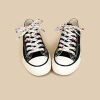 Cute Meow Cat Black Canvas Shoes - Thumbnail 4