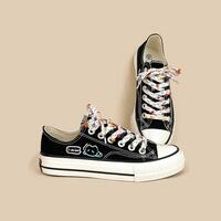 Cute Meow Cat Black Canvas Shoes - Thumbnail 3