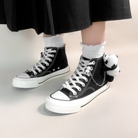 Cute Panda Black Canvas Shoes - Thumbnail 2
