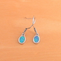 BOXED GIFT/Sterling Silver Blue Opal Drop Earrings/Opal Earrings/Dangly Earrings/Opal Jewellery/Opal Jewelry/Earrings/UK - Thumbnail 1