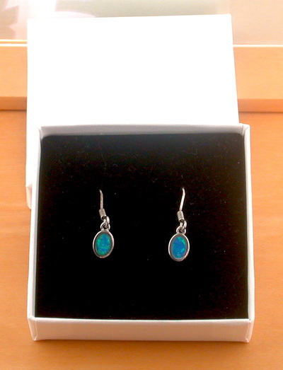 BOXED GIFT/Sterling Silver Blue Opal Drop Earrings/Opal Earrings/Dangly Earrings/Opal Jewellery/Opal Jewelry/Earrings/UK