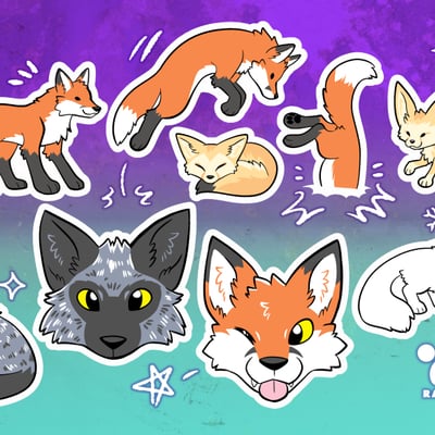 Foxes sticker sheet
