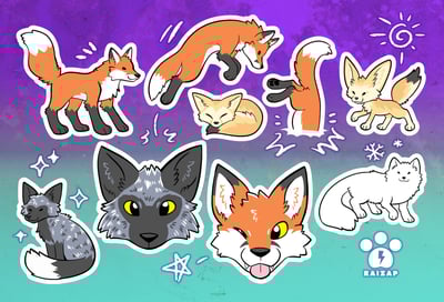 Foxes sticker sheet