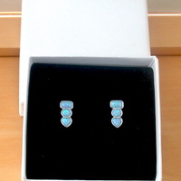 BOXED GIFT/Sterling Silver Blue Opal Rectangle Stud Earrings/Opal Earrings/Blue Opal Earrings/Opal Jewellery/Opal Jewelry/Gemstone Earrings/UK - Thumbnail 6