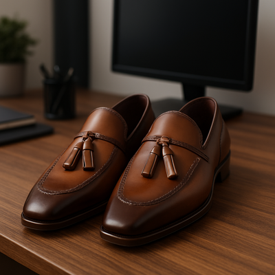 Luxury Brown Tassel Loafers Slips On Moccasin Dress Shoes For Men