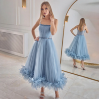Elegant Cocktail Evening Luxury Tulle Party Dress - Thumbnail 2