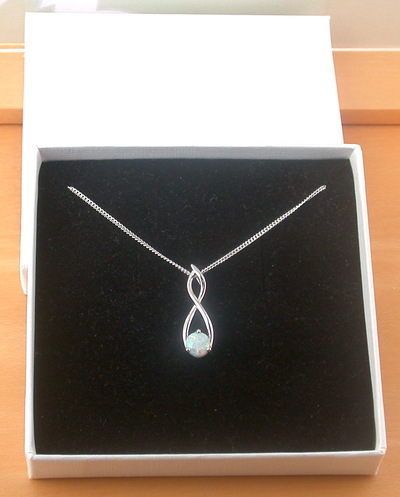 BOXED GIFT/White Opal Pendant & 18" Silver Chain/White Opal Necklace/Opal Jewellery/Opal Jewelry/Opal Jewelery/October Birthstone/UK