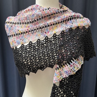 Starlight shawl: bubblegum graffiti, beaded