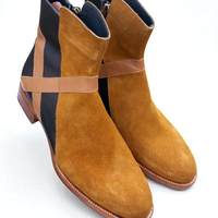 Crafted Leather Classic Men Brown Black Suede Leather Jodhpur Buckle Strap Boot - Thumbnail 3