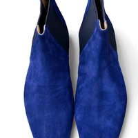 Crafted Leather Classic Blue Suede Leather Chelsea Dress Boot - Thumbnail 2