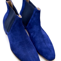 Crafted Leather Classic Blue Suede Leather Chelsea Dress Boot - Thumbnail 3