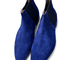 Crafted Leather Classic Blue Suede Leather Chelsea Dress Boot - Thumbnail 1