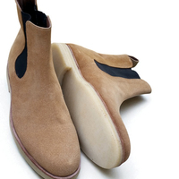 Crafted Leather Classic Beige Suede Leather Chelsea Dress Boot - Thumbnail 2