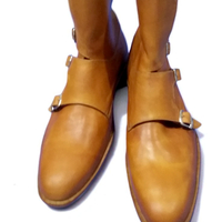 Crafted Leather Brown Leather Buckle Strap Jodhpur Boot - Thumbnail 1