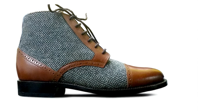 Crafted Leather Classic Brown/Tweed Leather Chukka Dress  Boot