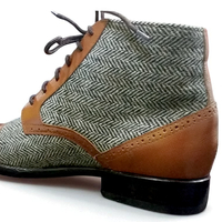 Crafted Leather Classic Brown/Tweed Leather Chukka Dress  Boot - Thumbnail 1